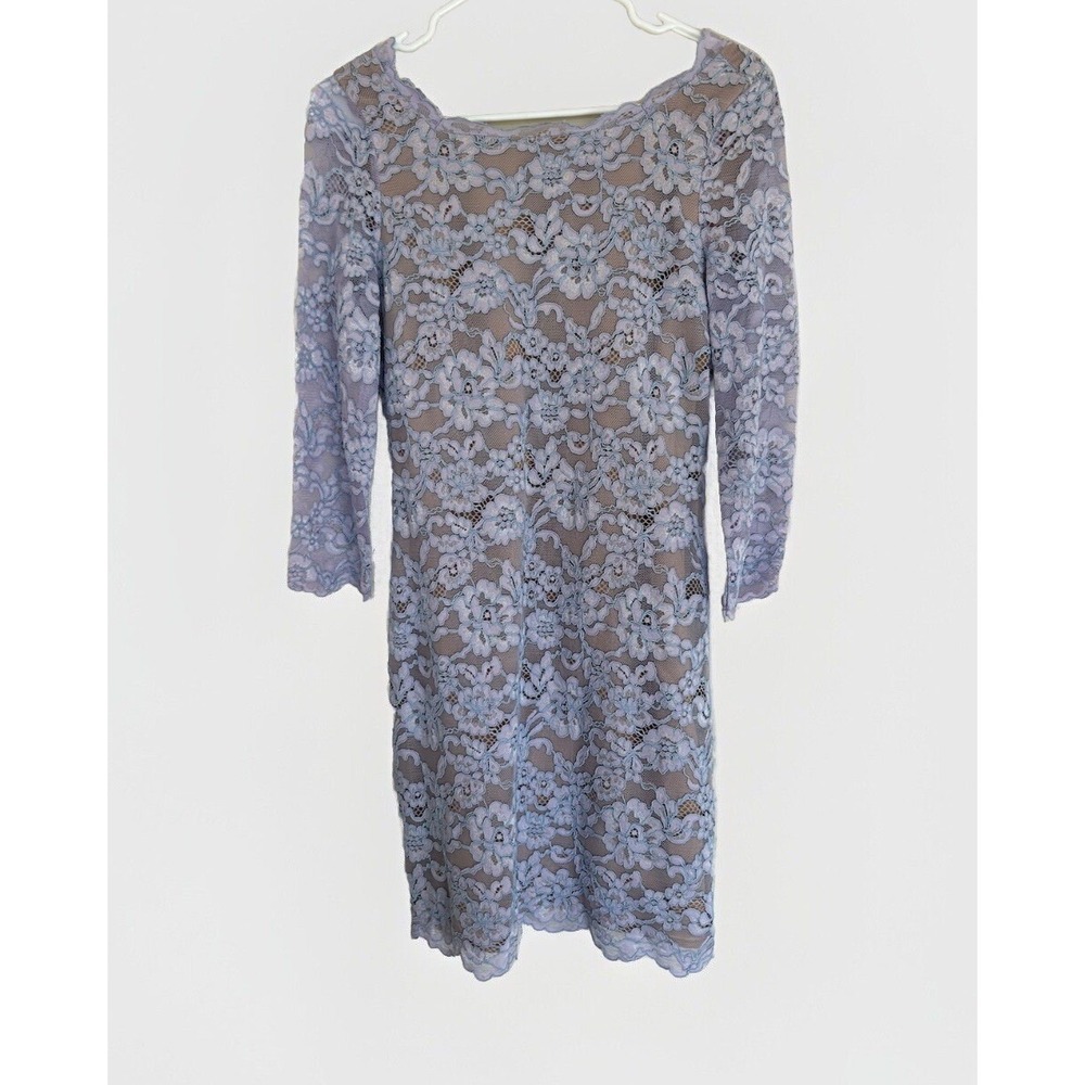 Diane Von Furstenberg Lilac Zarita Dress 8 Lace Fitted Cocktail Party Zip Back
